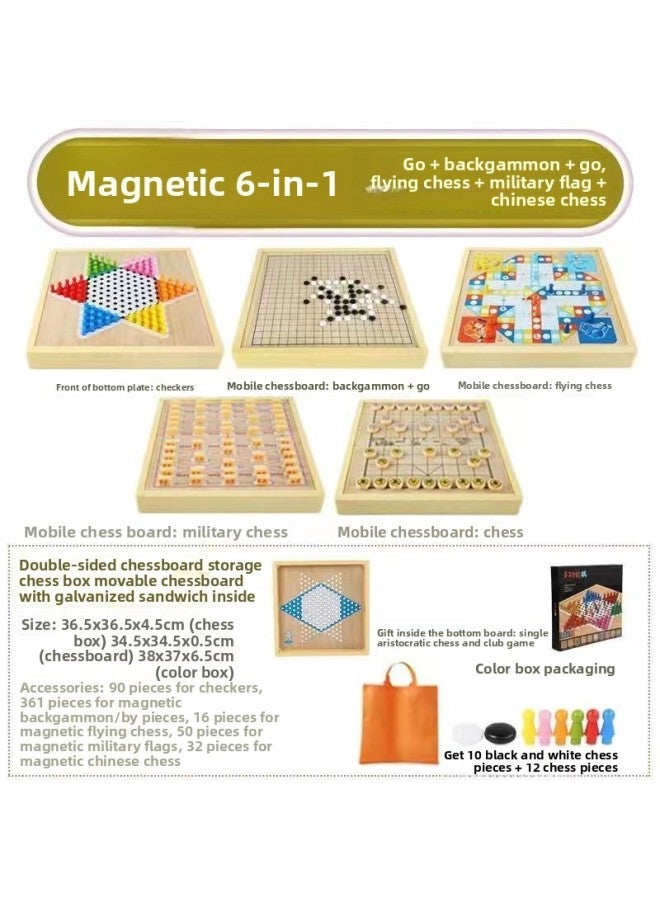 Q3H Extra Large Children Magnetic Flying Chess Gobang Go Checkers Adventure Chess Multifunctional Nine-in-One Puzzle